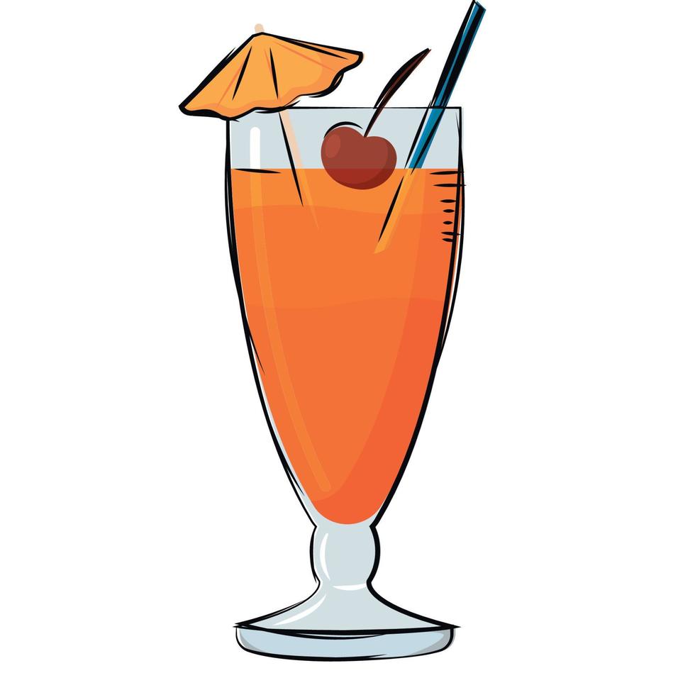 Isolated cherry orange cocktail drink vector illustration