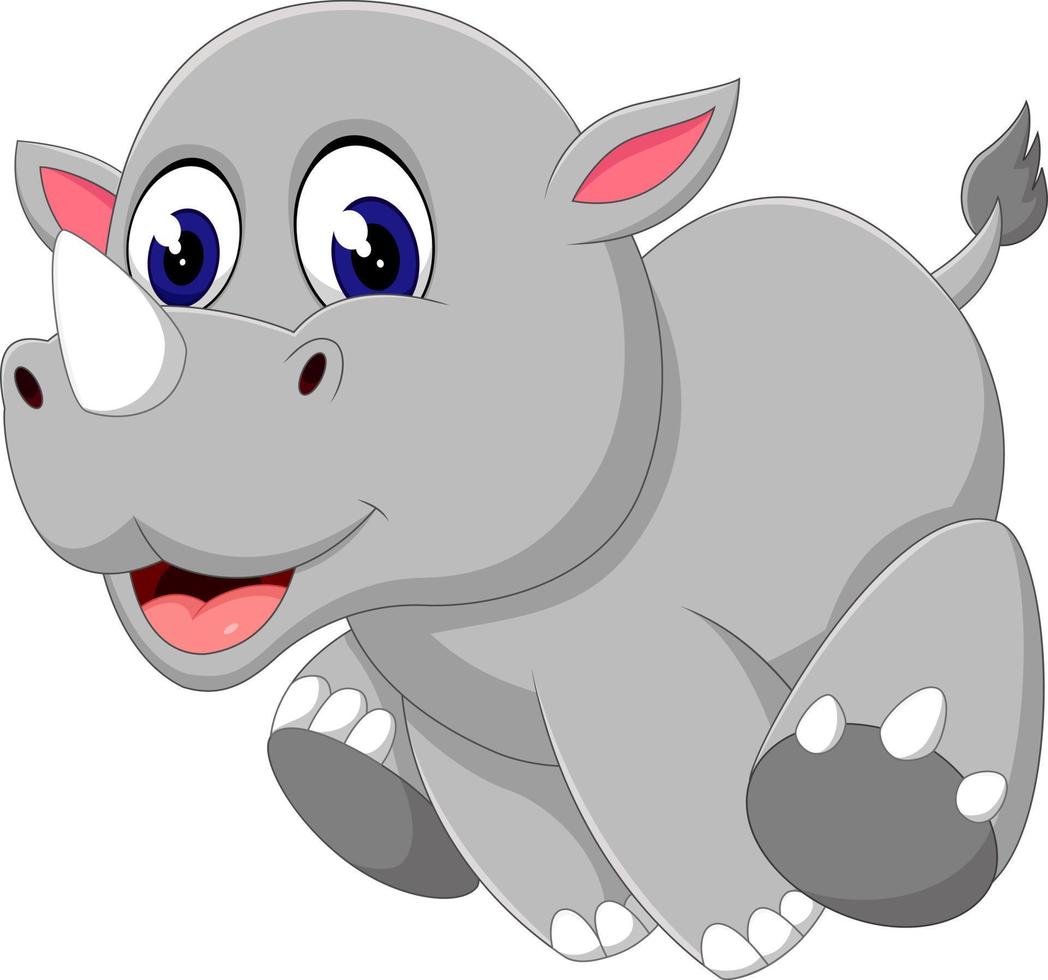 Cute baby rhino cartoon vector