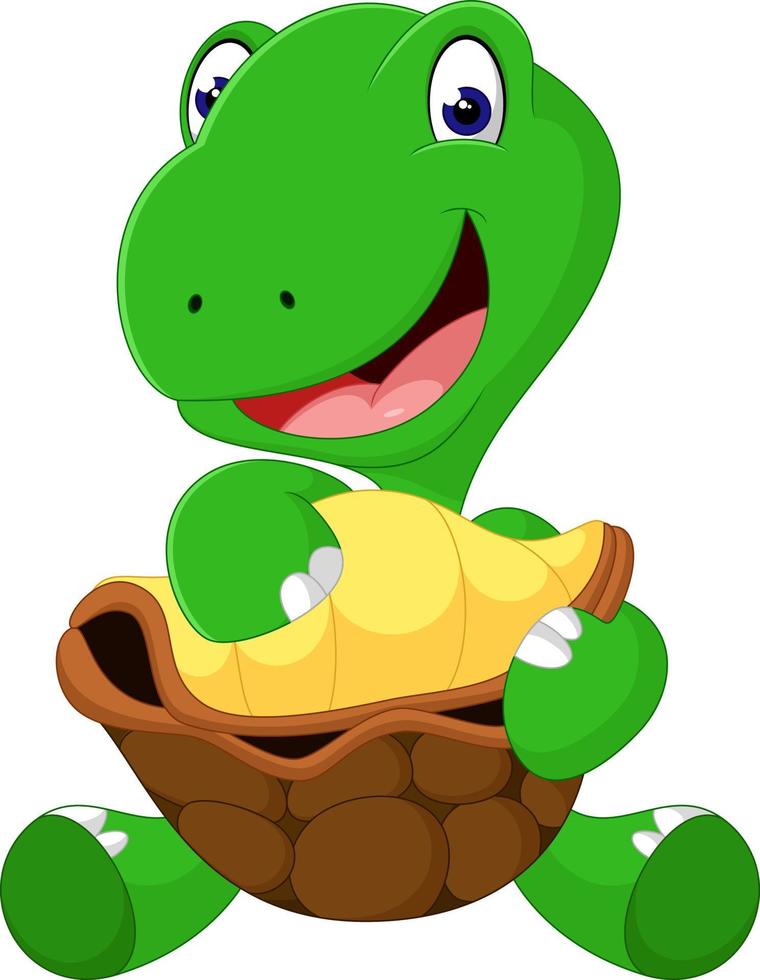 linda tortuga de dibujos animados vector