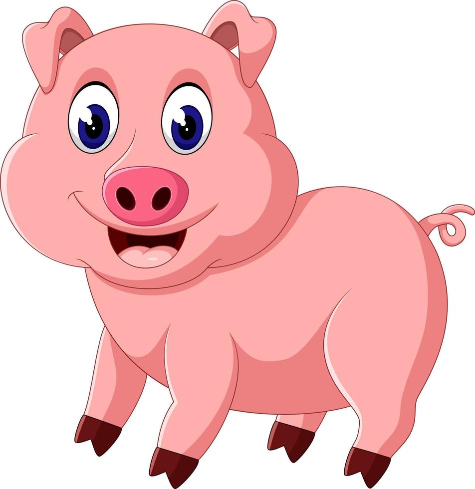 Cute pig cartoon posing vector