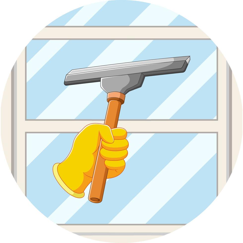 The hand clean the windows with the window cleaner 7579164 Vector Art at  Vecteezy