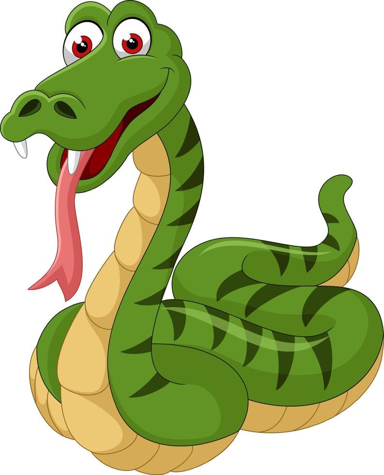 linda caricatura de serpiente verde vector