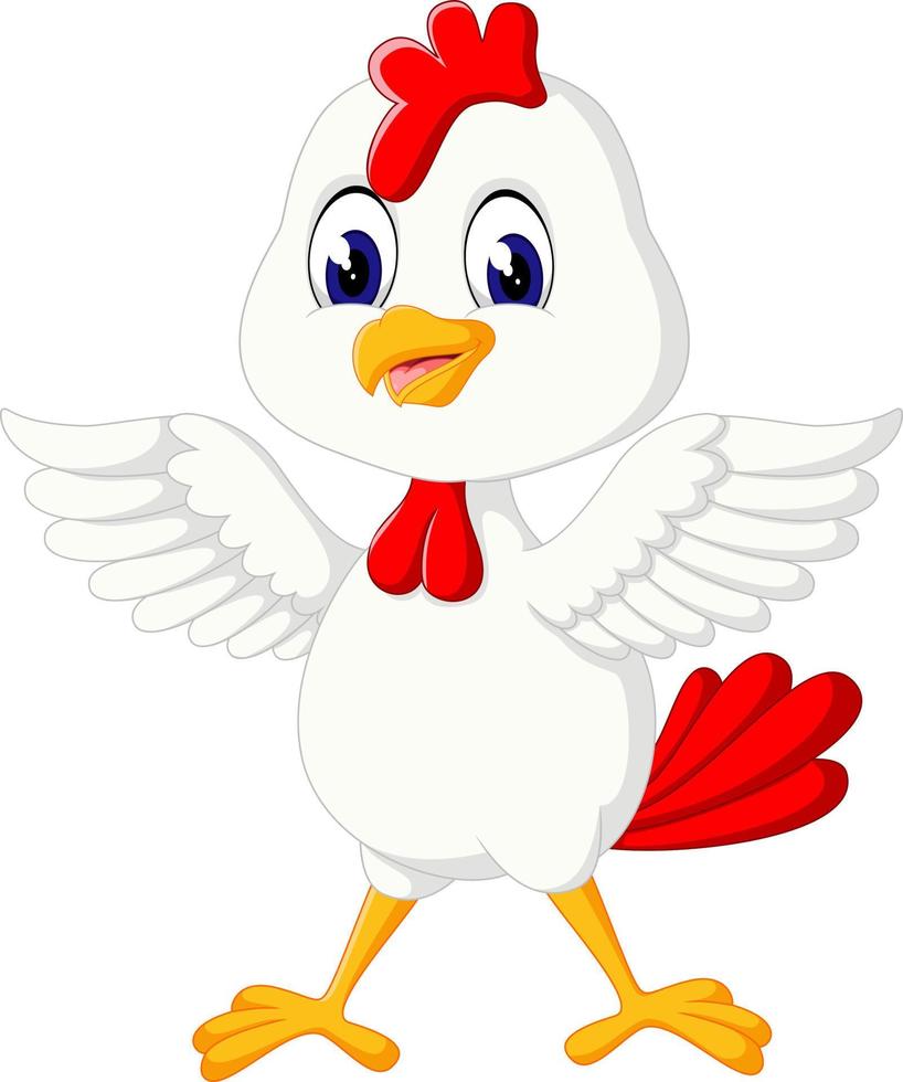 Cute rooster cartoon presenting vector