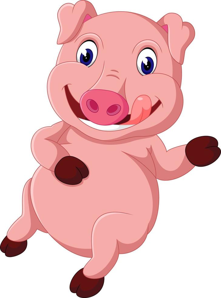 Cute pig cartoon posing vector