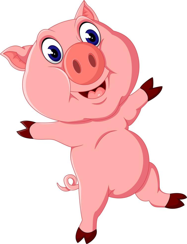 Cute pig cartoon posing vector