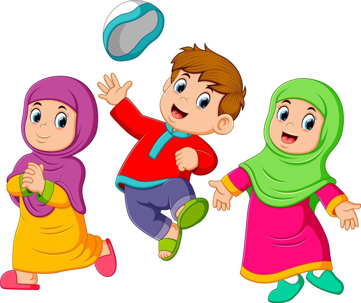 the children are playing and jumping in ied mubarak vector