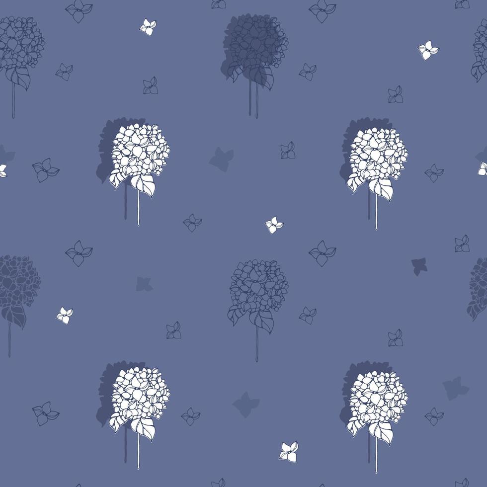 Seamless pattern with hand-drawn hydrangea flowers vector