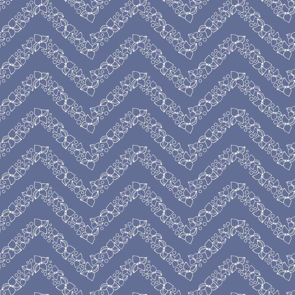Seamless vector pattern with floral zigzag of hydrangea flowers