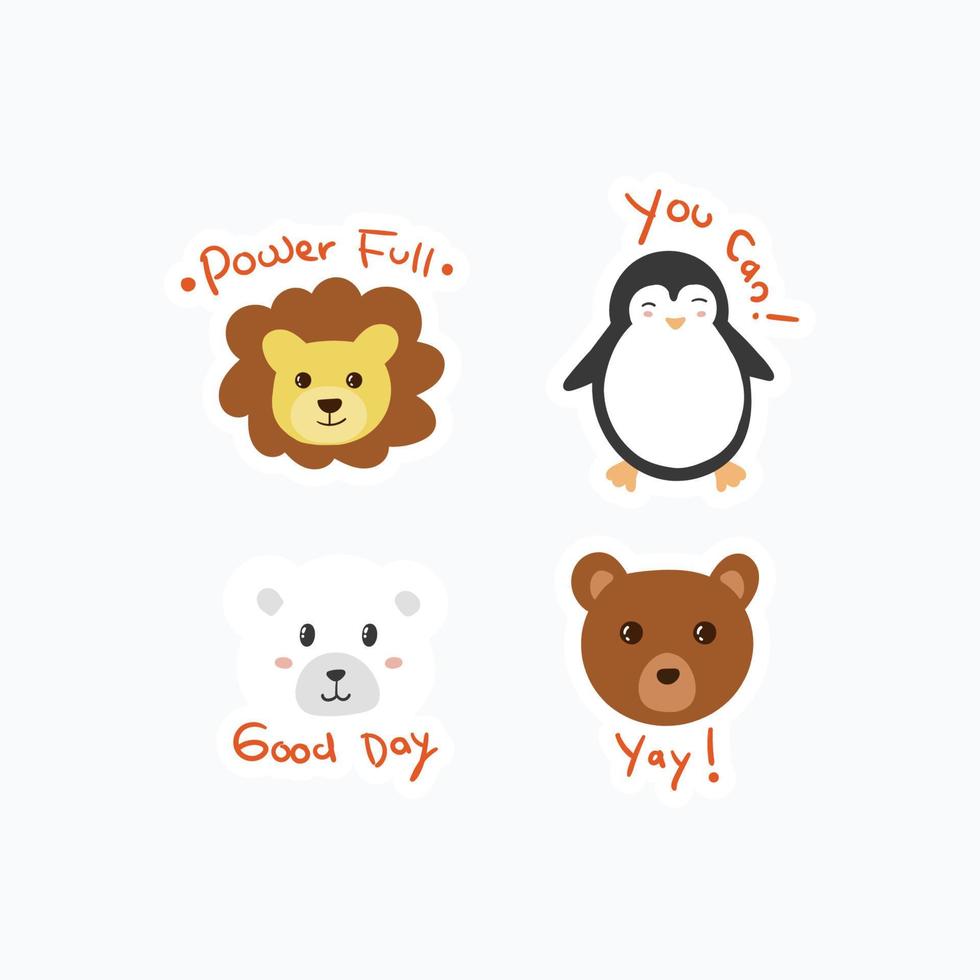 cute animal sticker collection vector
