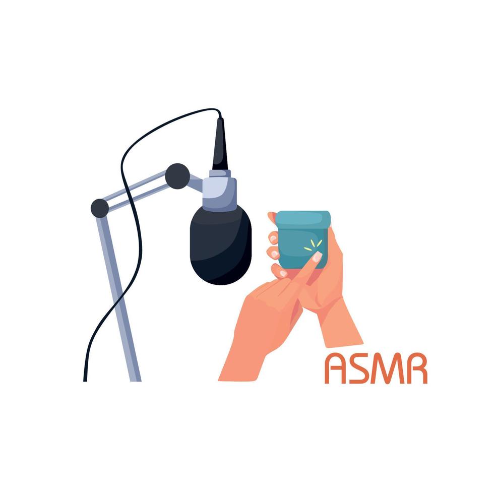 Concepto De Micrófono Binaural Para Asmr. Micrófono Para Que El Blogger  Haga Susurro De Masaje. Sensorial Autónomo Ilustración del Vector -  Ilustración de terapia, efecto: 179818064