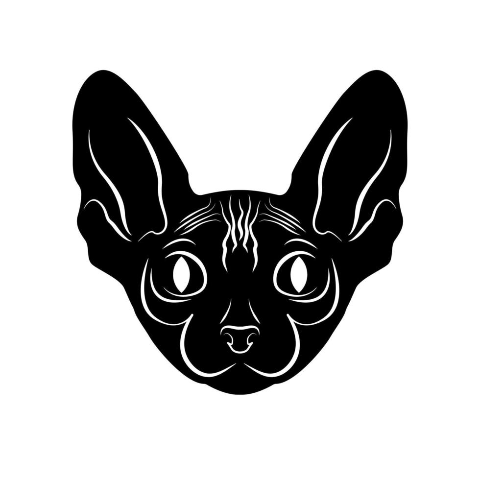 Sphinx cat. Logo with cat on white background. black silhouette. Logotype. Vector illustration