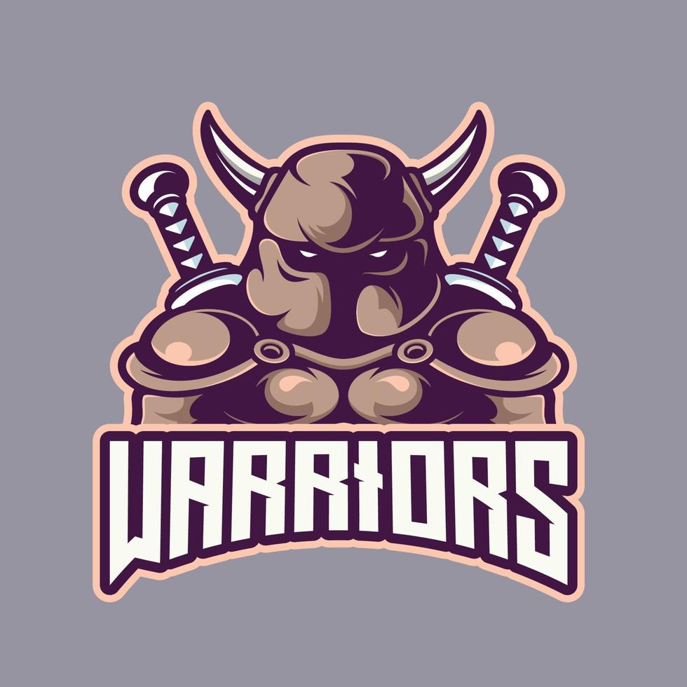 Warrior sword logo mascot gaming vector