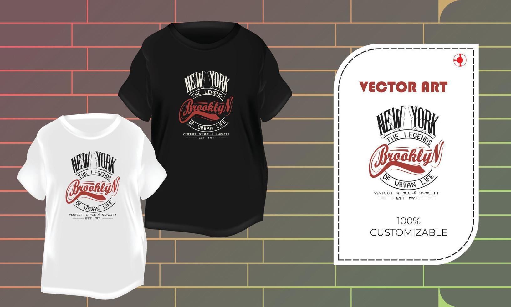 T shirt design USA NYC Brooklyn Apparel mockup graphic templates. vector