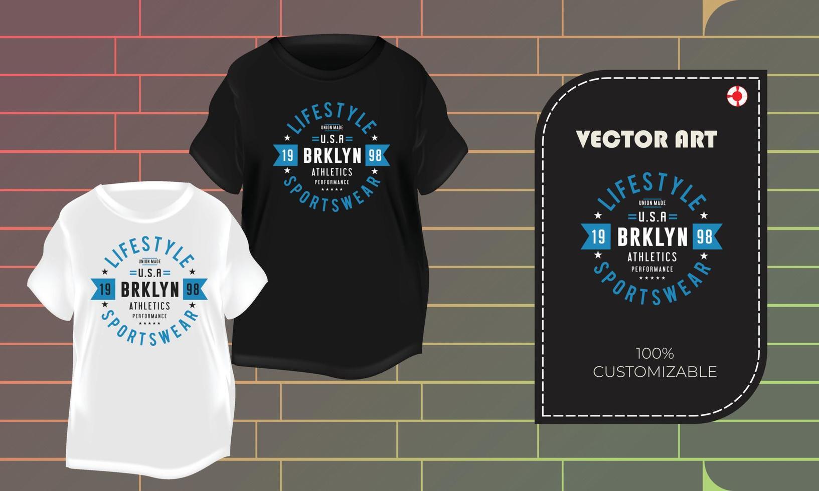 T shirt design USA NYC Brooklyn Lifestyle Apparel design front side vintage Garments athletic sportswear vector