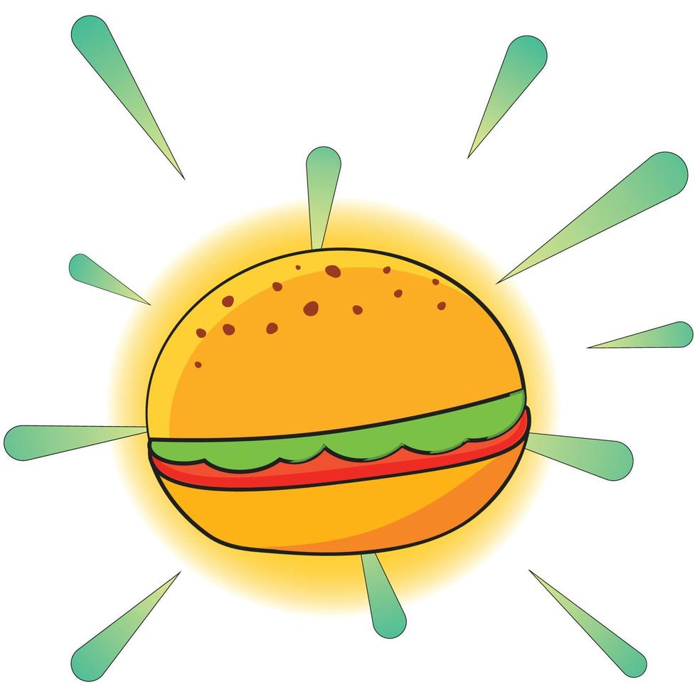 burger draw with isolated white background. burger vector. burger with yellow and red color. vector