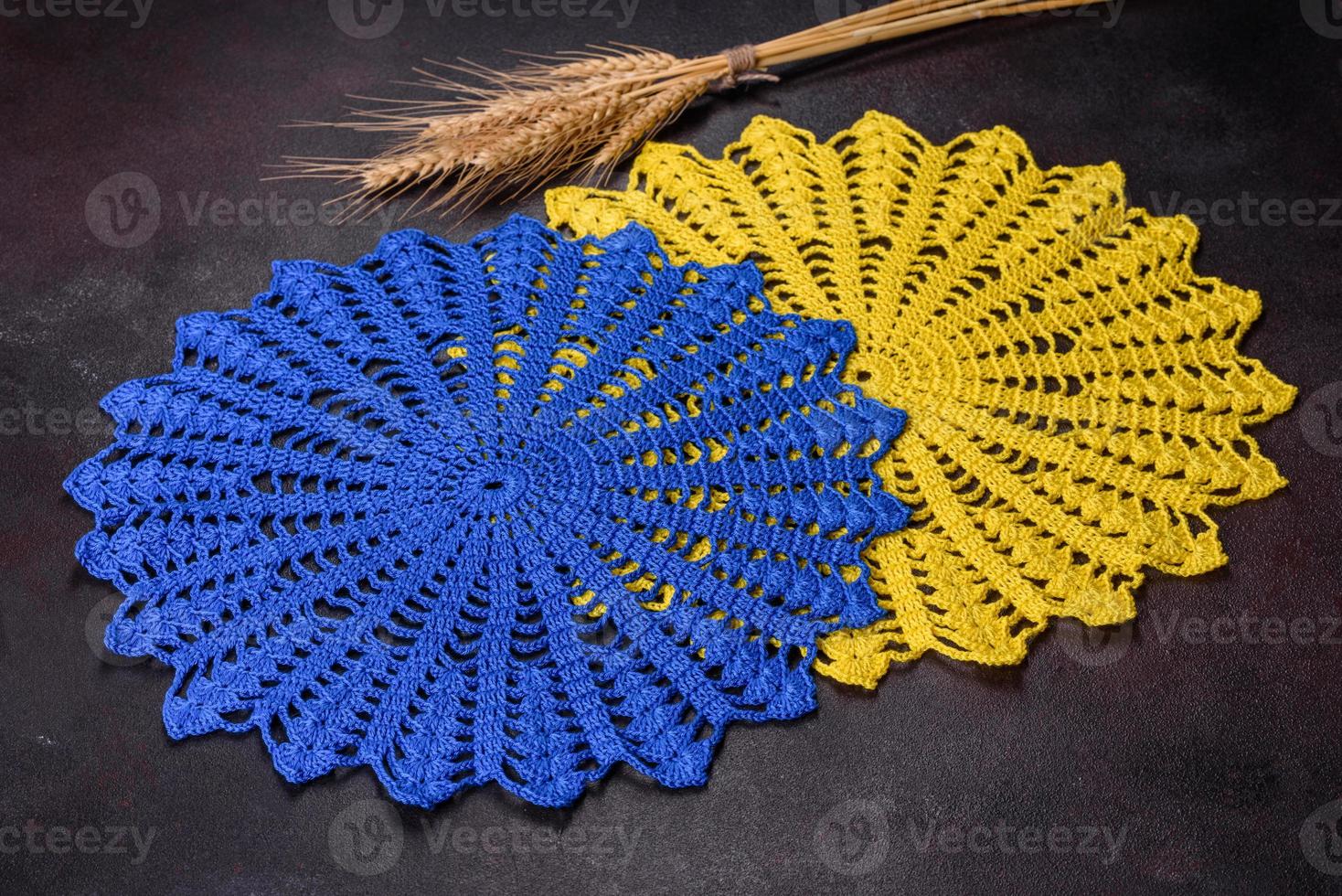 A few things tied from strings with your own hands in the colors of the flag of Ukraine photo