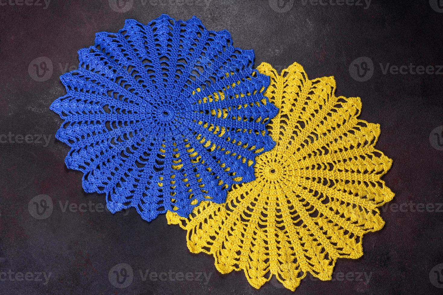 A few things tied from strings with your own hands in the colors of the flag of Ukraine photo