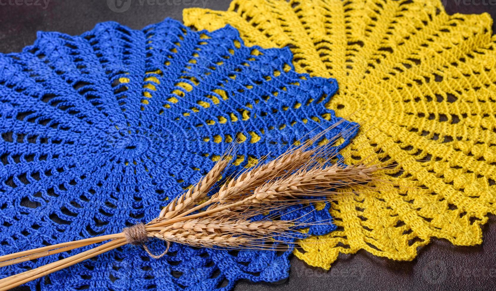 A few things tied from strings with your own hands in the colors of the flag of Ukraine photo