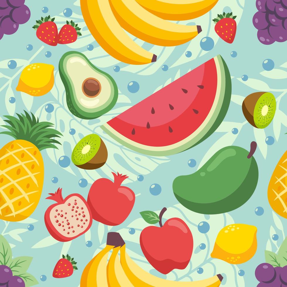 Fondo transparente de patrón de frutas tropicales vector