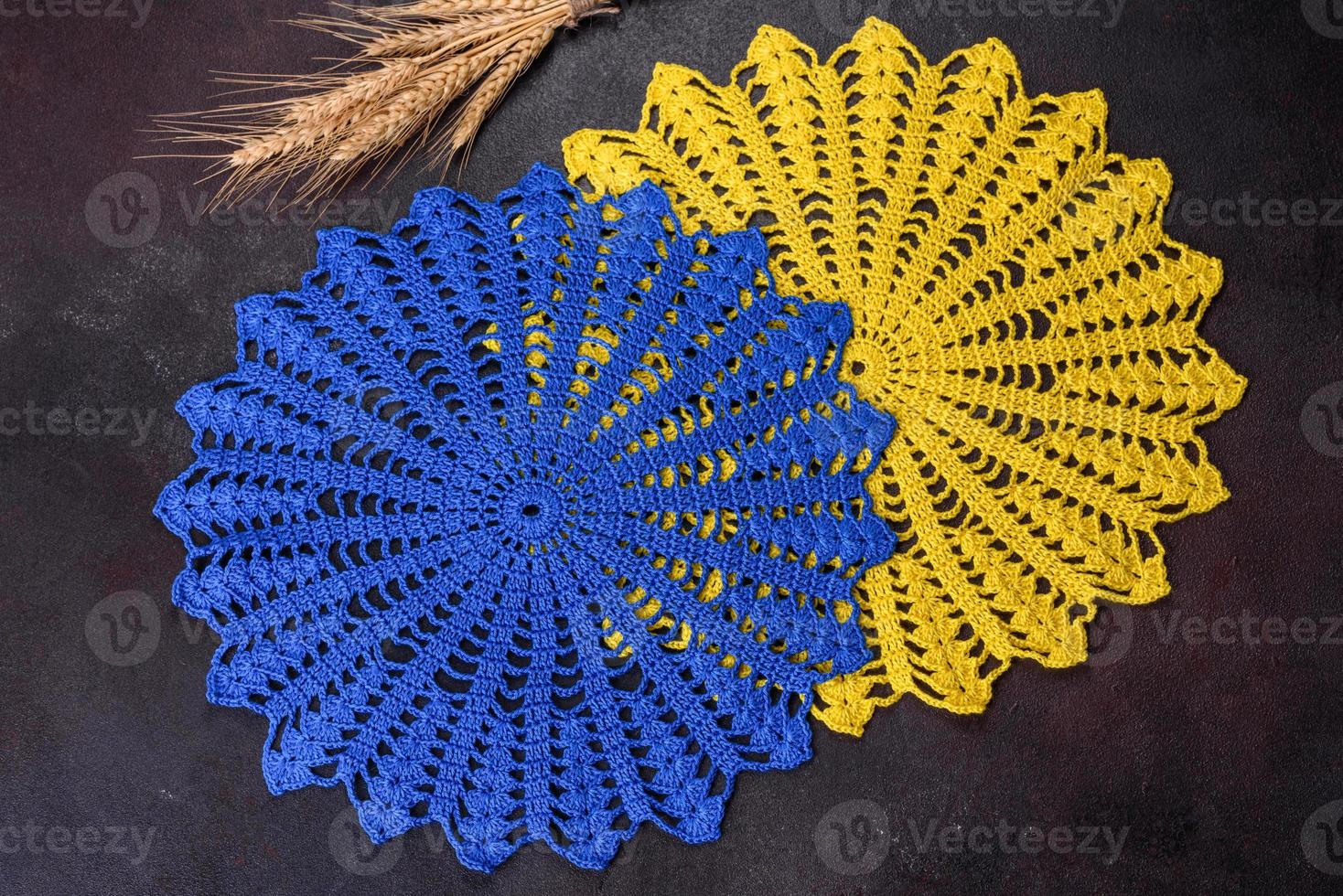 A few things tied from strings with your own hands in the colors of the flag of Ukraine photo