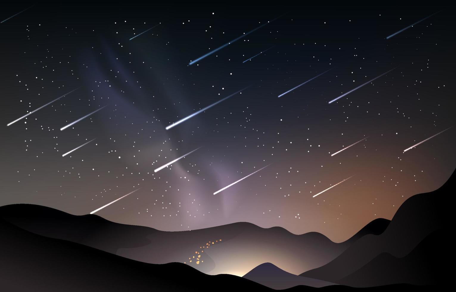 Meteor Shower Scenery Above The Mountains vector