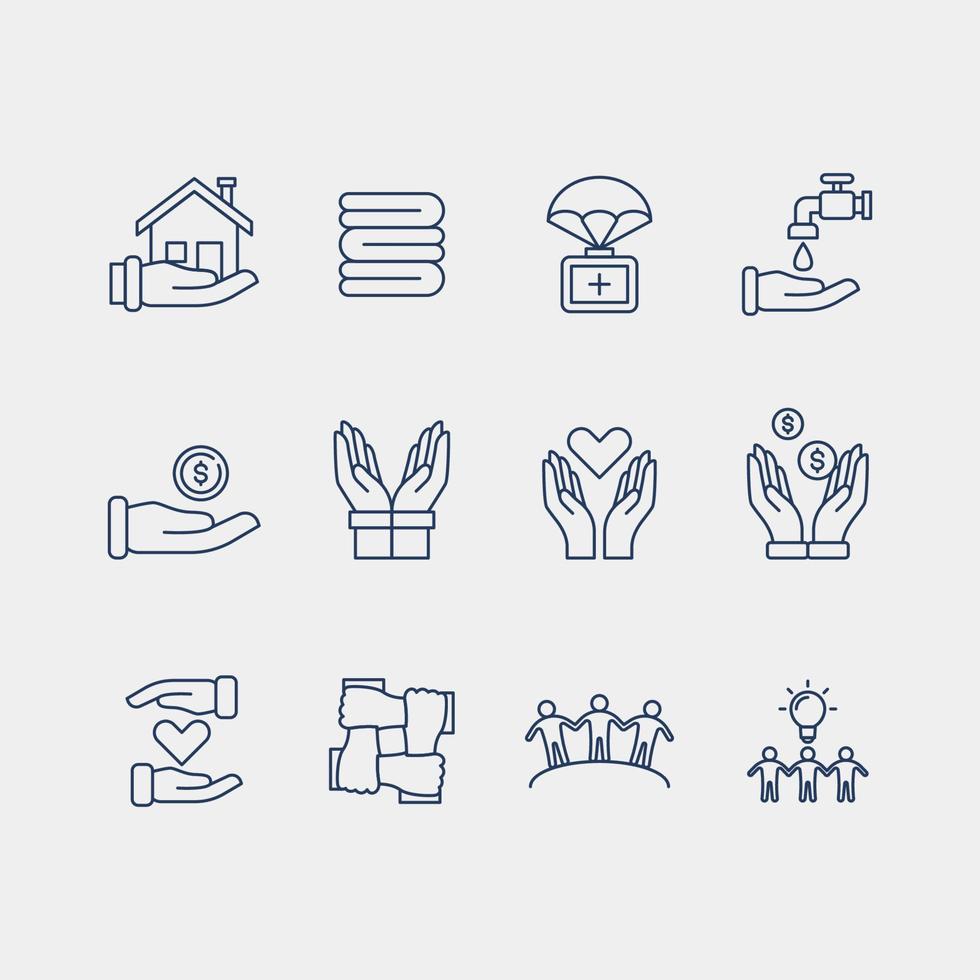 World Humanitarian Day Icon Collection vector