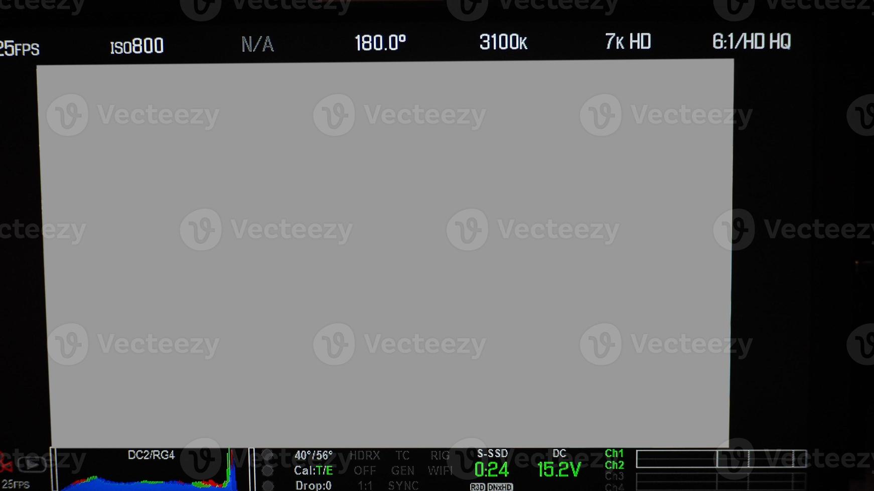Video recording interface. VDO production recording camera viewfinder on monitor. photo