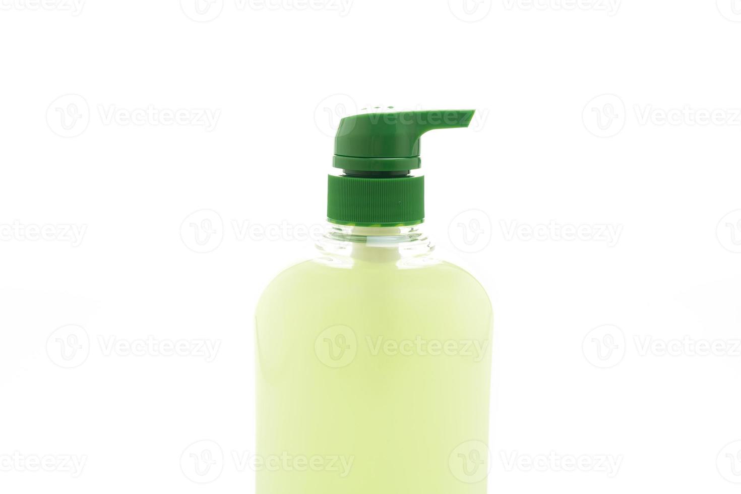 liquid soap bottle on white background photo