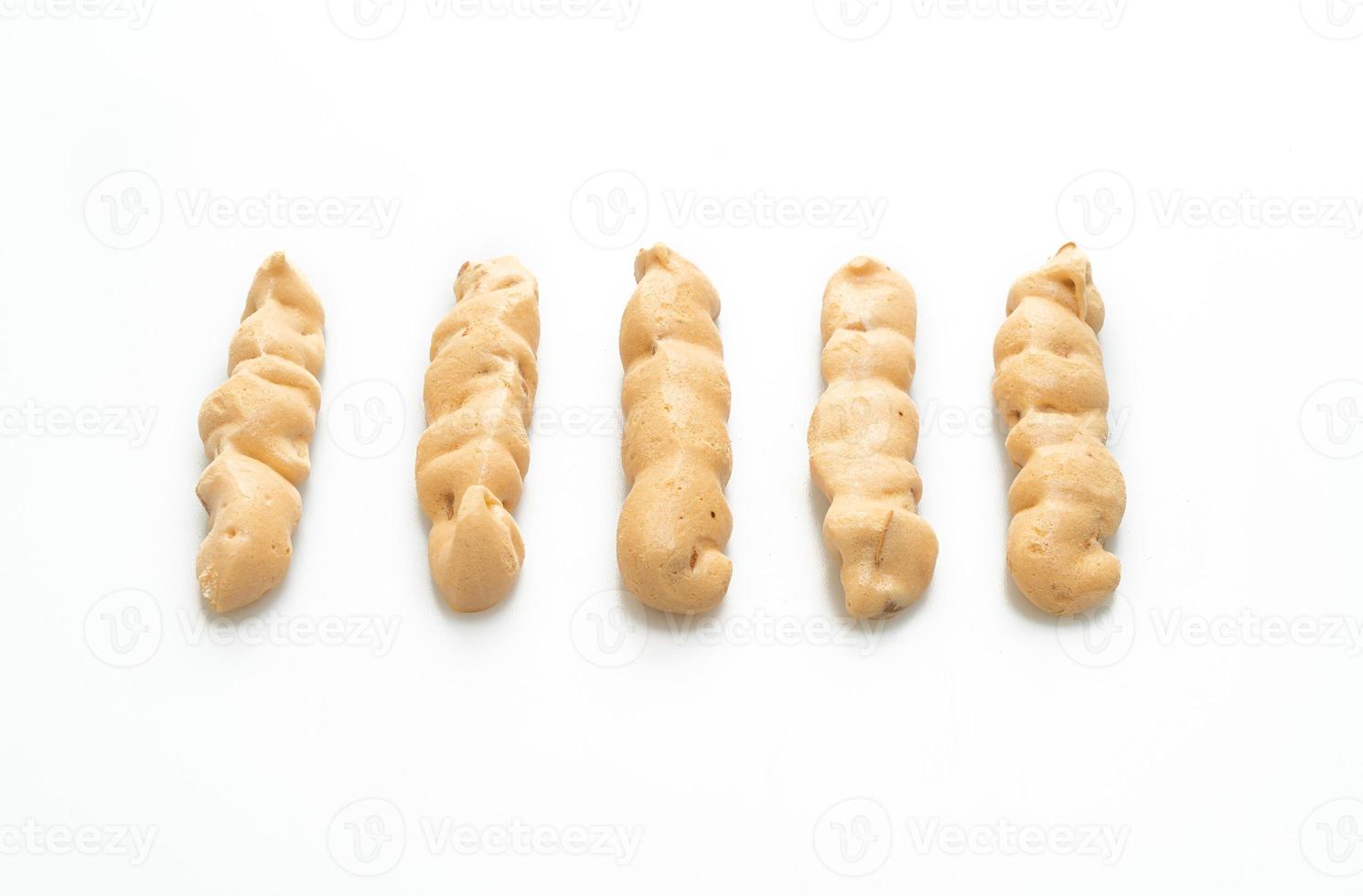 almonds meringue stick on white background photo