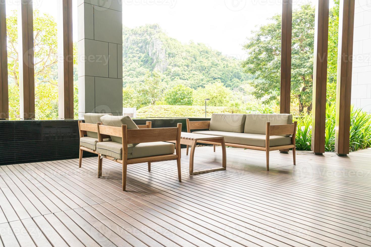 empty sofa on balcony photo