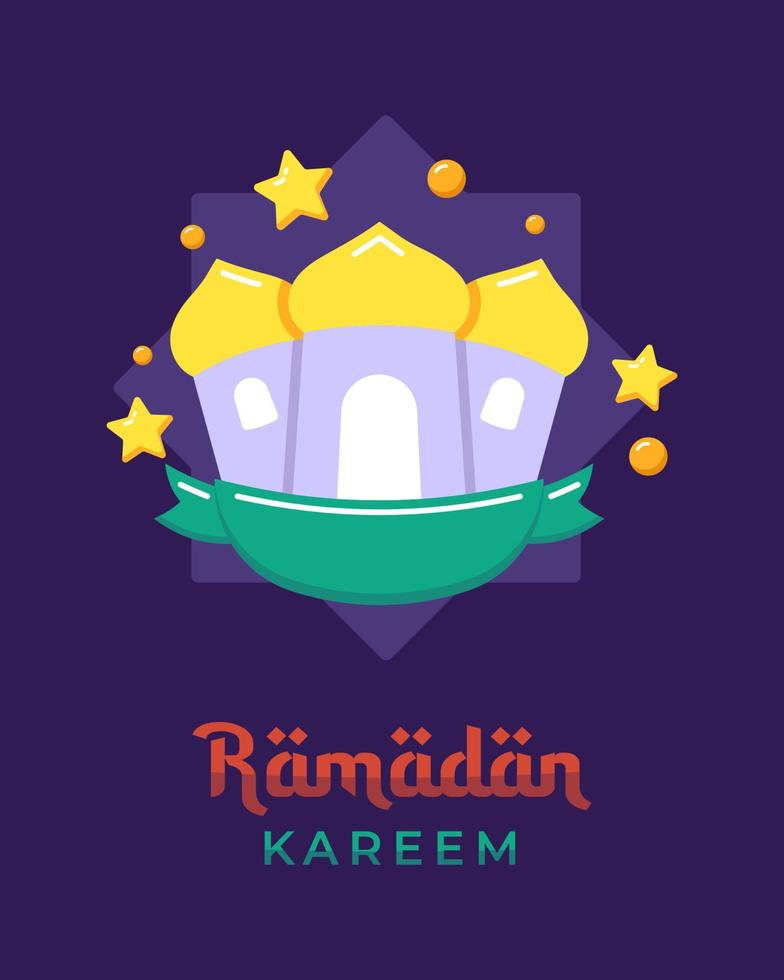 Plantilla de banner de saludo de Ramadán Kareem vector