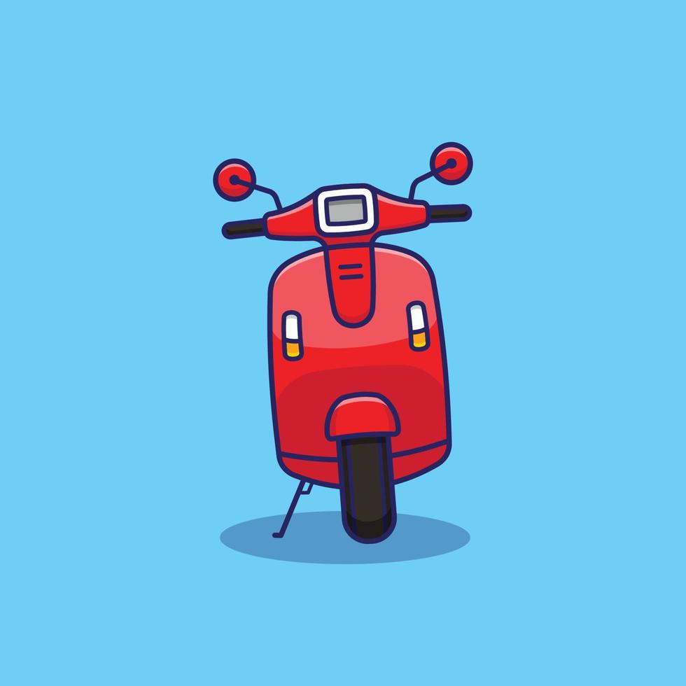 Cute red scooter icon cartoon on blue background vector