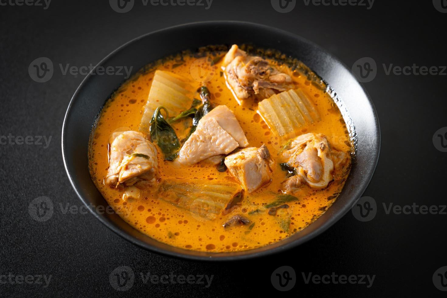 Chicken curry soup with roti photo