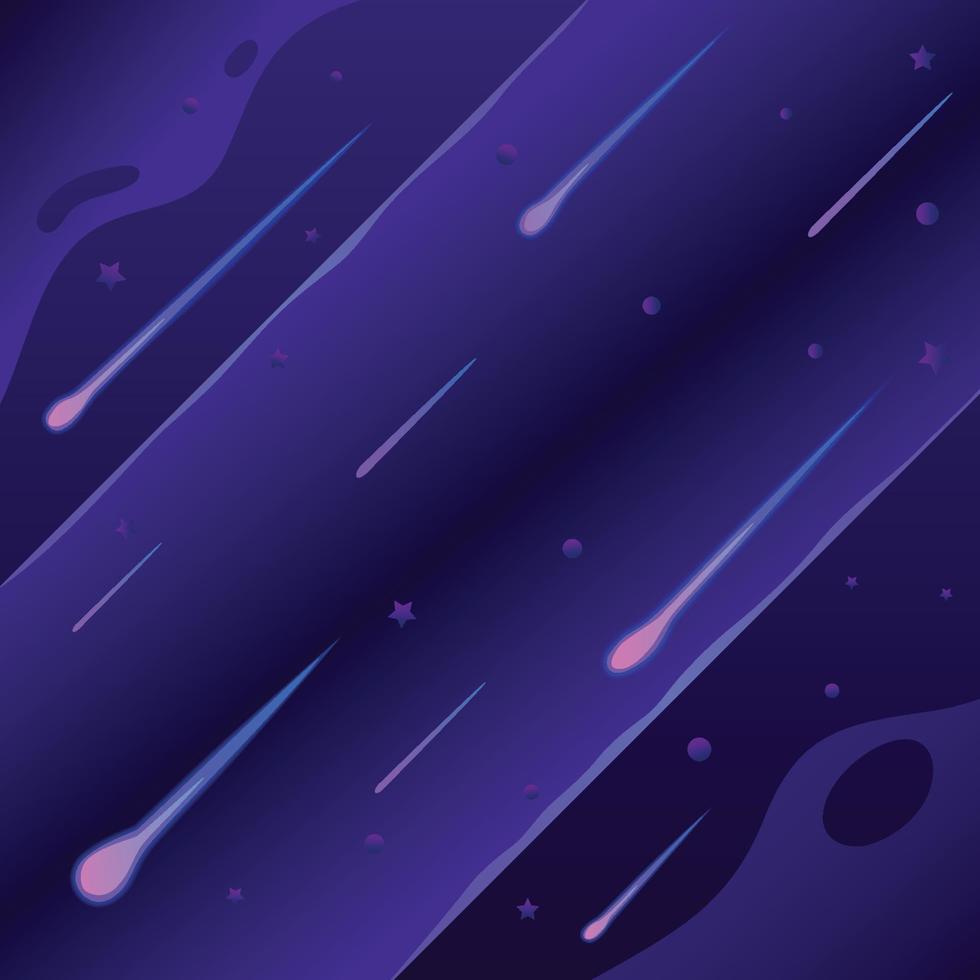 Meteor Shower On Dark Purple Sky vector