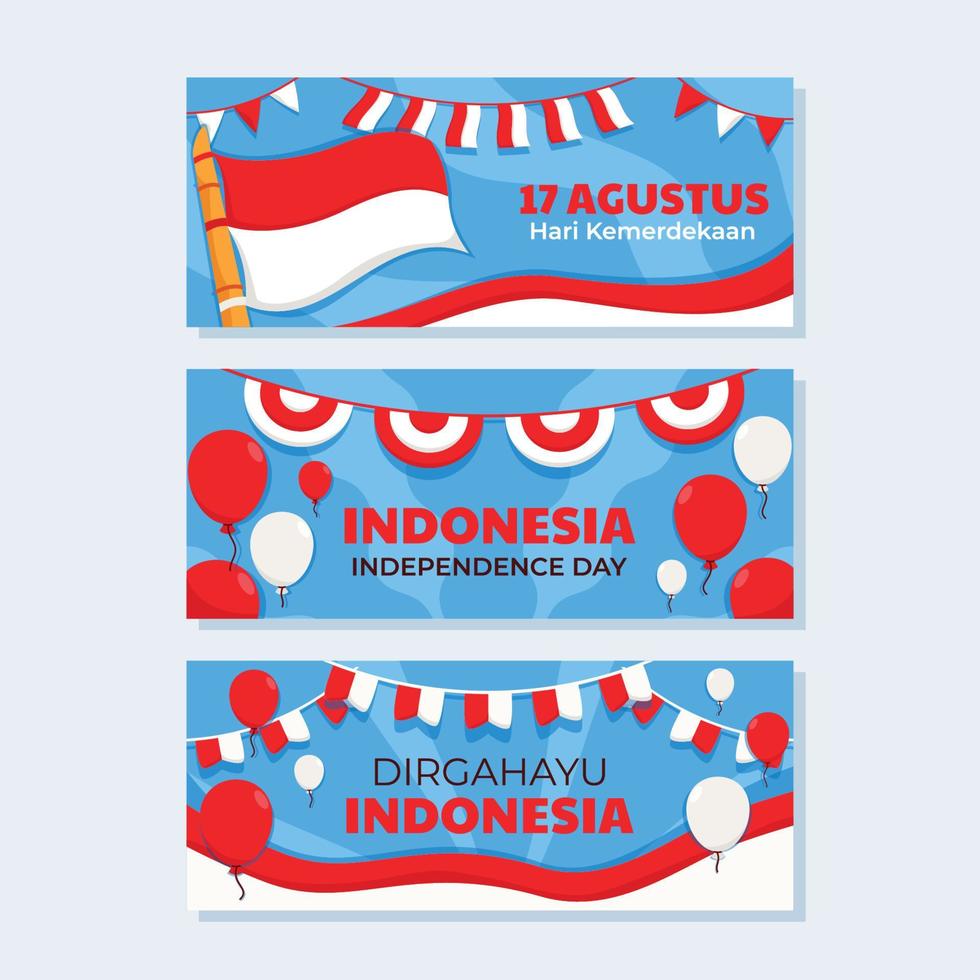 fiesta de la bandera del día de la independencia de indonesia vector