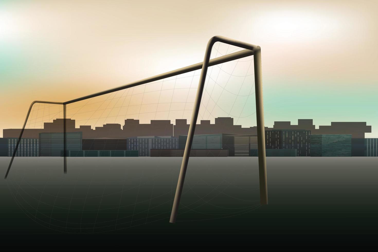 campo de fútbol urbano al atardecer vector