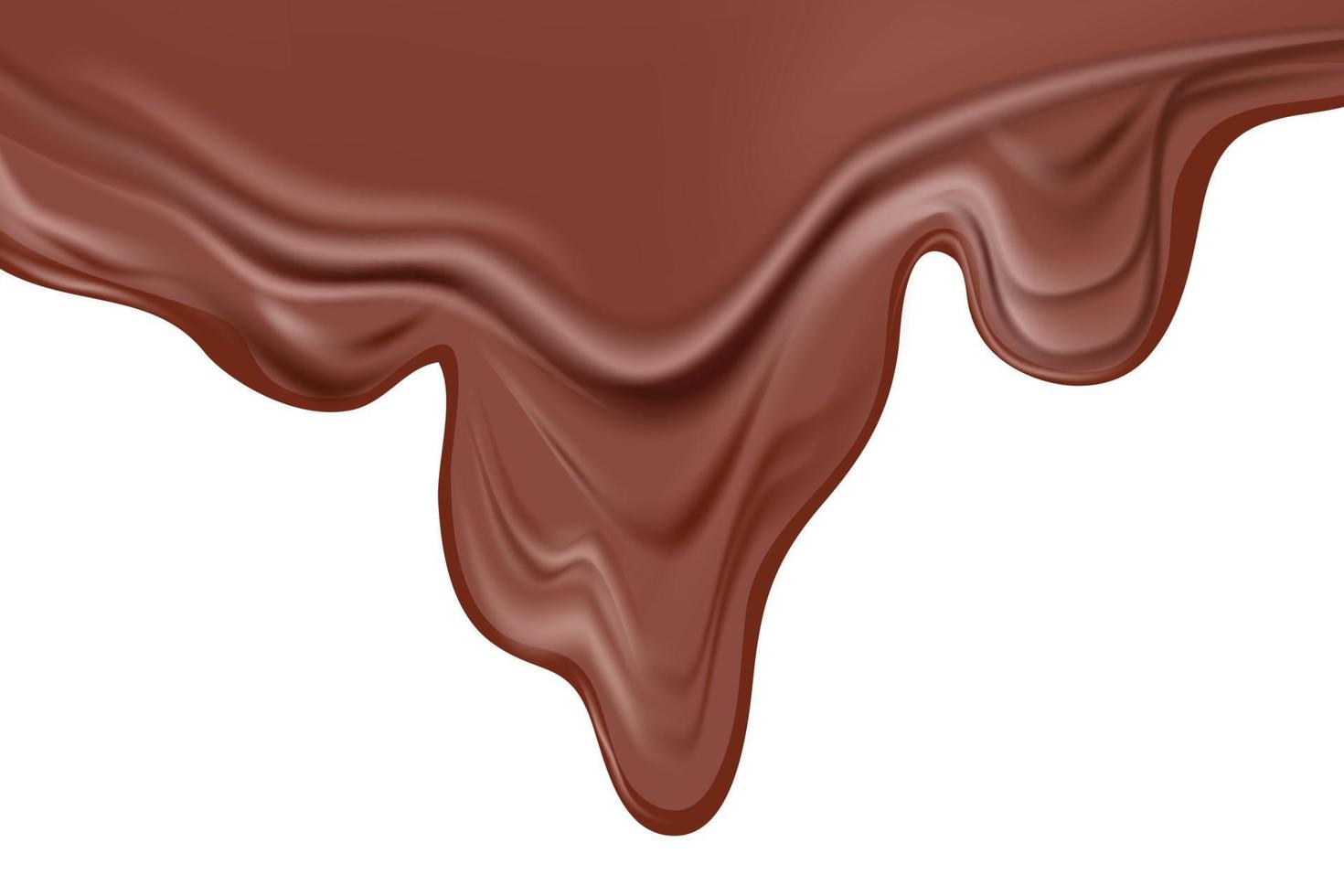 Flowing chocolate on white background vector