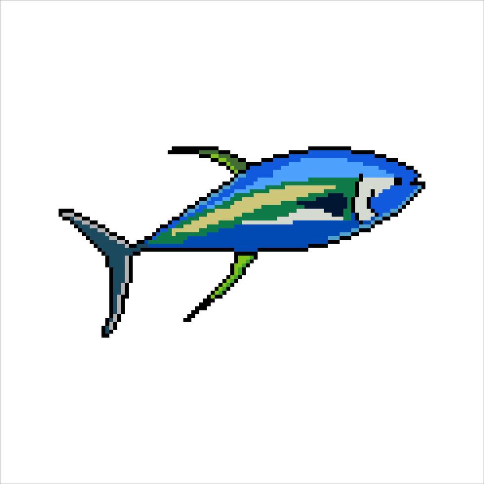Pixel art with Tuna. Vector illustration.