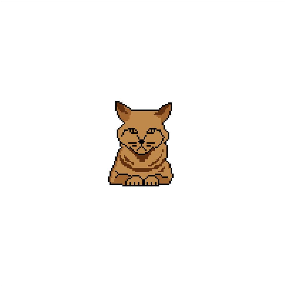 Cat with pixel art. friendly domestic pet. Vector illustration.