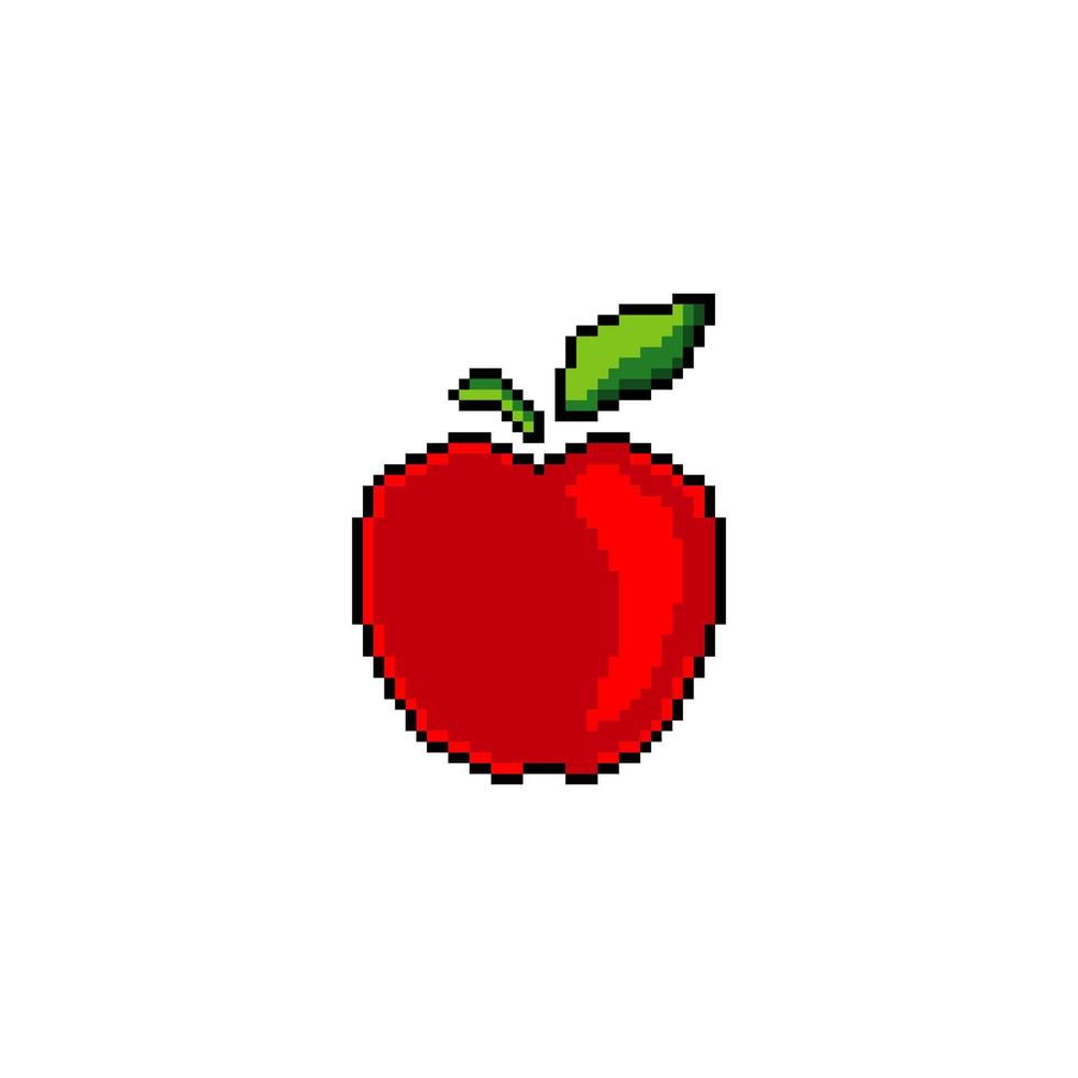 ilustración de vector de manzana en pixel art. aislado sobre fondo blanco.