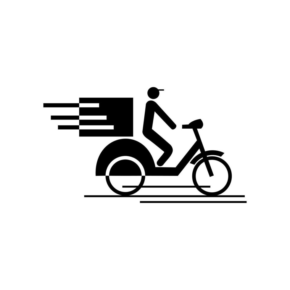 Delivery with man riding motorcycle icon . Isolated on white background. Vector illustration
