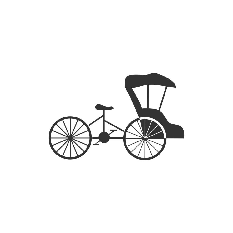 Becak, rickshaw  transportation vector icon .