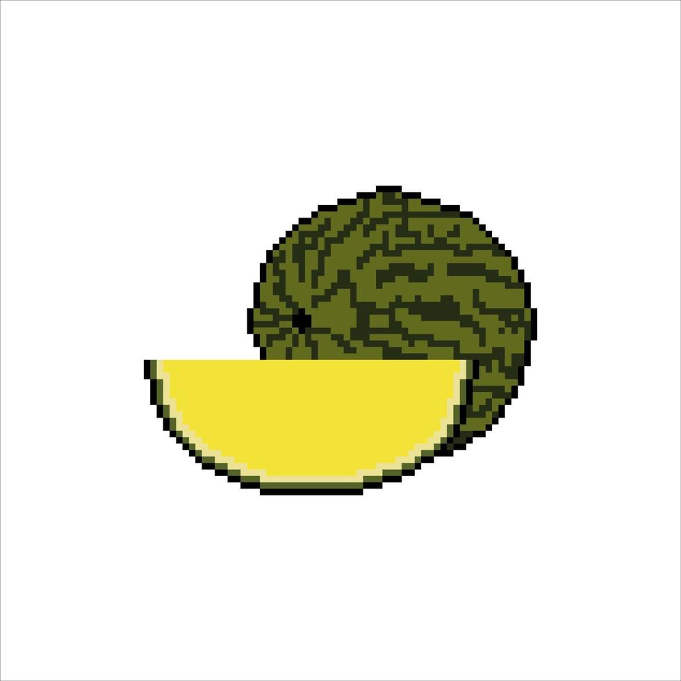 Pixel art with watermelon. Vector illustration on a white background.