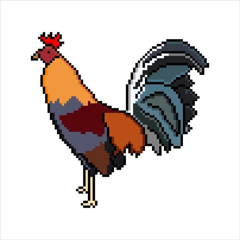 arte de píxeles con gallo. ilustración vectorial vector