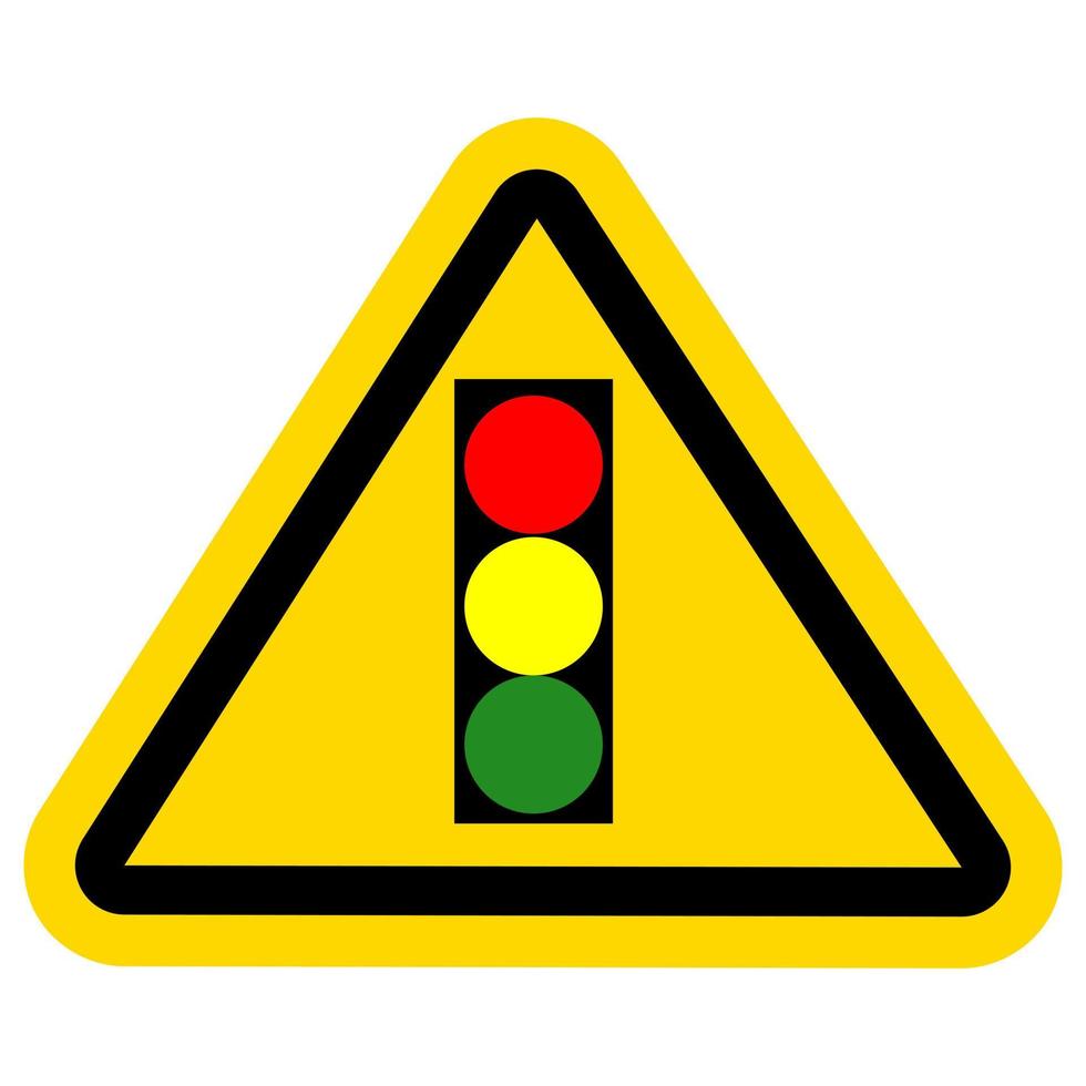 Trafic light icon  with yellow triangle sign.  Isolated on white background. vector