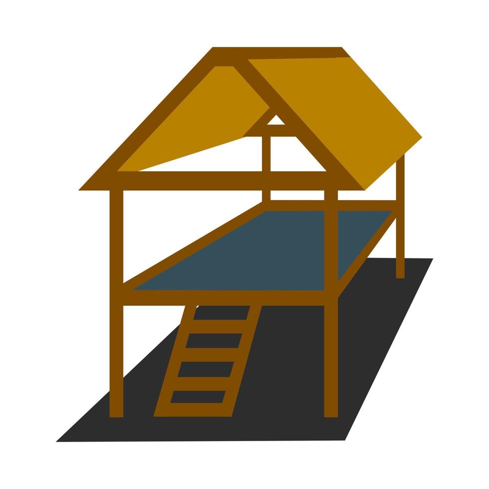 Wooden gazebo illustration vector. Indonesian traditional house vector design.