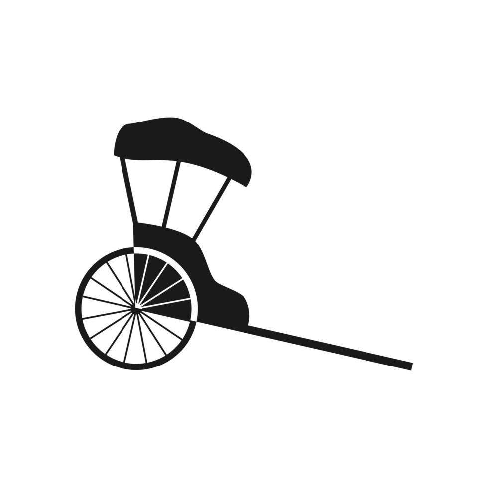 Hand pulled rickshaw vector icon on white background.