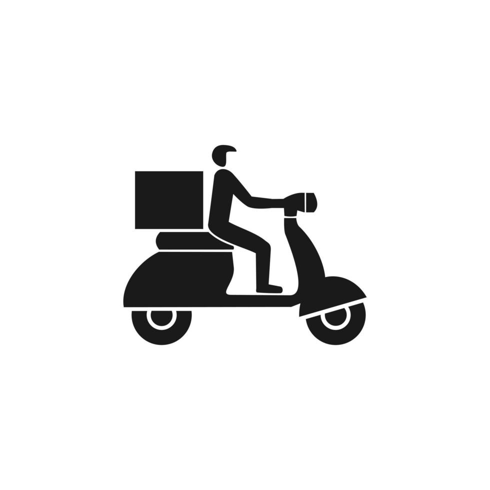Delivery with man riding motorcycle icon . Isolated on white background. Vector illustration