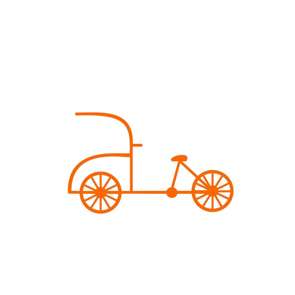Becak, rickshaw vector icon on white background.