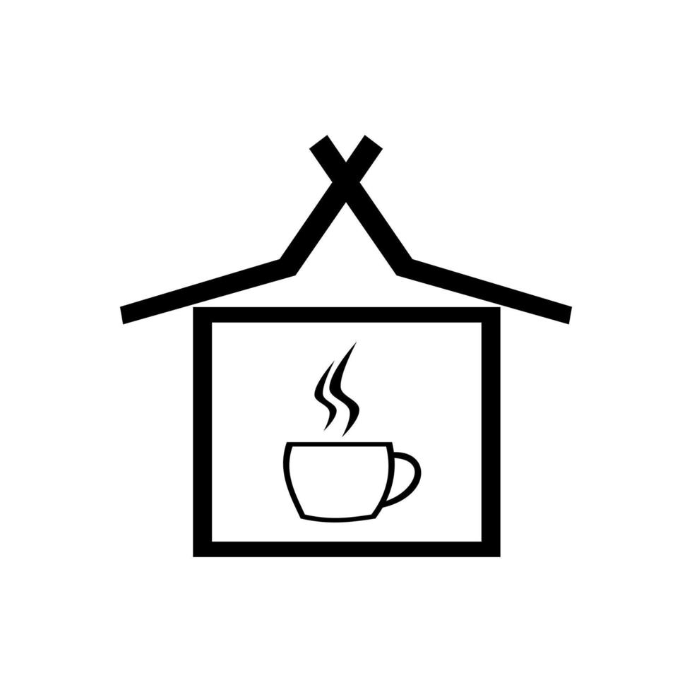 cafetería o icono de vector de café. techo de la casa con estilo julang ngapak sudanés tradicional del oeste de java indonesio.